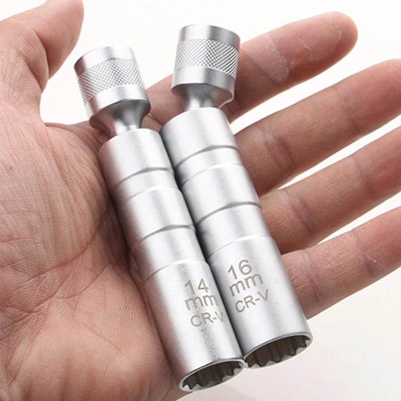 Адаптер для торцевого ключа с свечей зажигания, 14 мм, 16 мм, набор универсальных соединений с магнитной гибкой головкой, тонкий настенный привод 3/8 дюйма, инструмент для ремонта автомобиля
