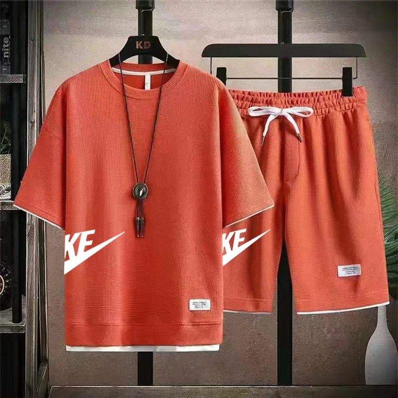 2023 Men's Two-piece Sportswear Short-sleeved Casual T-shirt and Pants Summer Sports Fitness Jogging Breathable Men's Suit