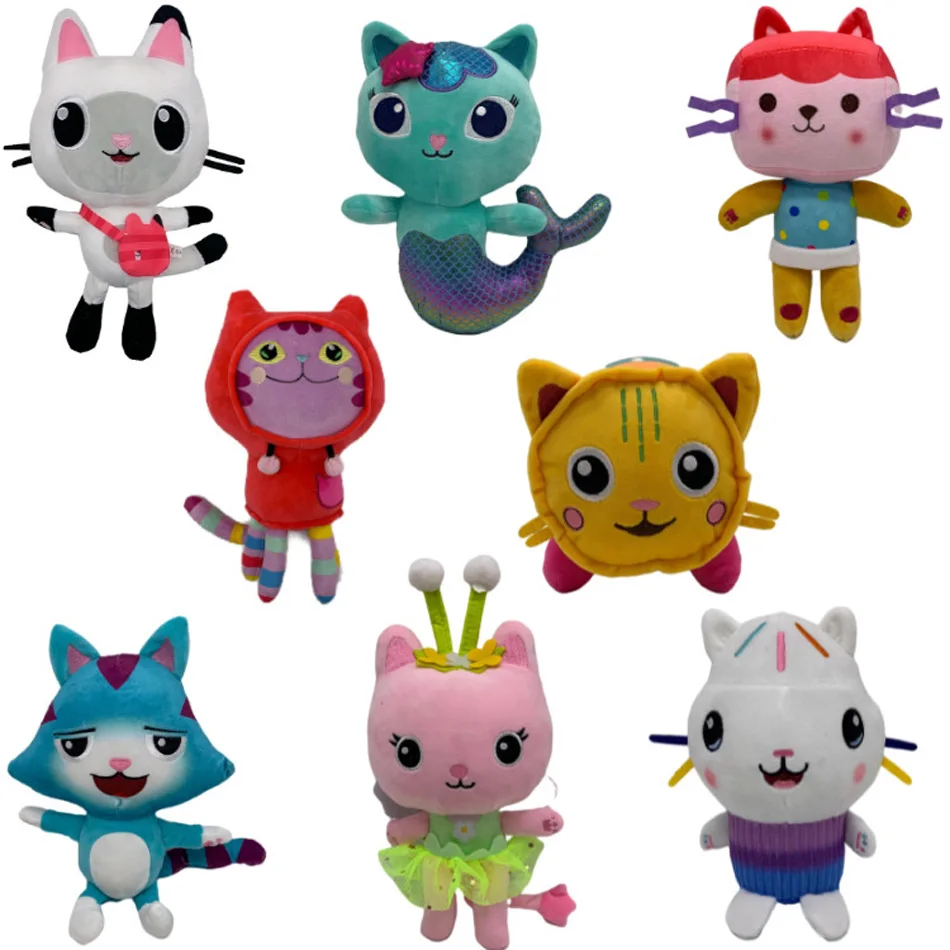 

New Gabby Dollhouse Plush Toy Mercat Cartoon Stuffed Animals Smiling Cat Car Cat Hug Gaby Girl Dolls Kids Birthday Gifts