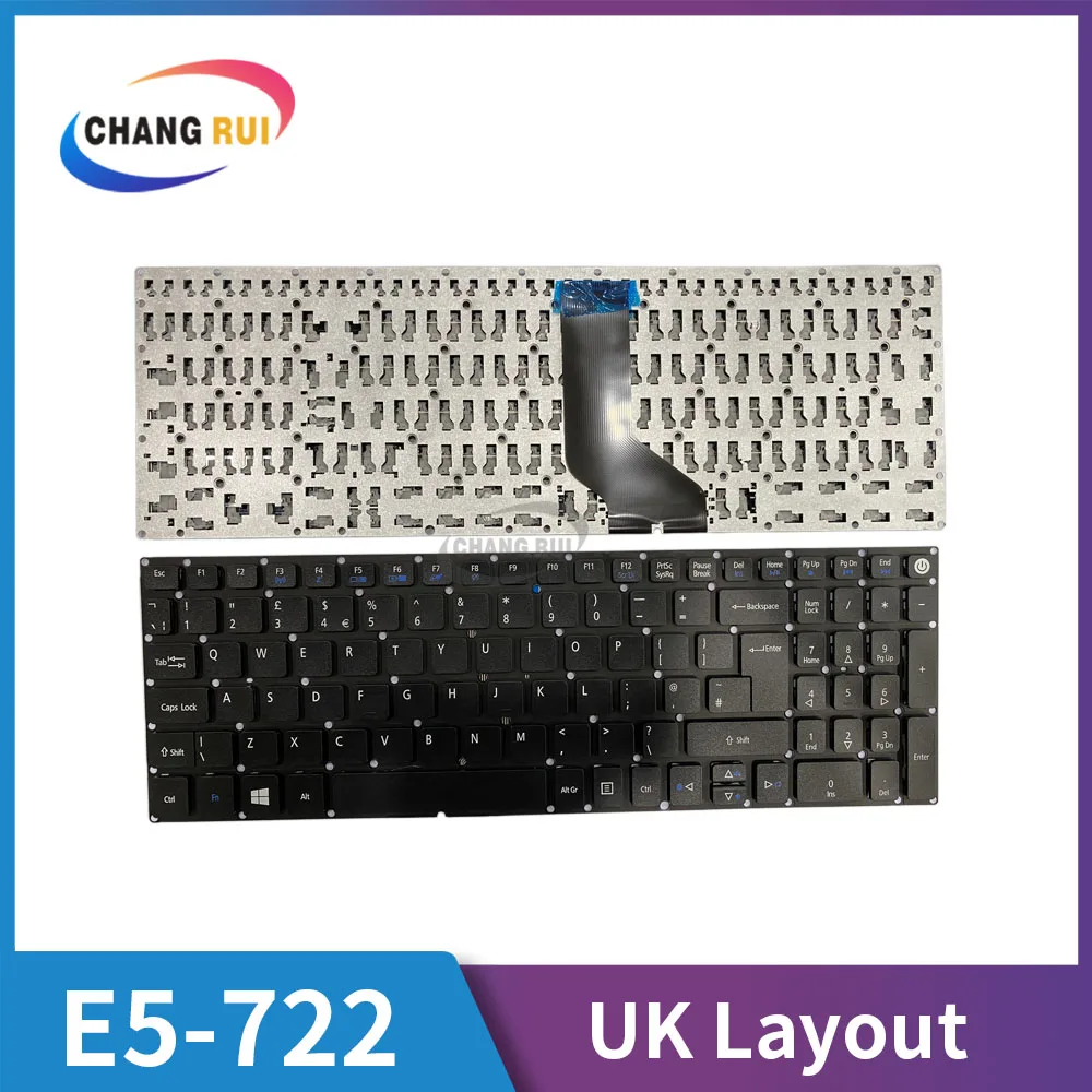 

CRO UK Layout Black Keyboard For Acer Aspire E5-722 Laptop Replacement Without Backlight Internal Keyboard