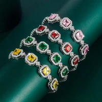 new european and american luxury retro shiny zircon square ruby temperament all match ladies bracelet wholesale