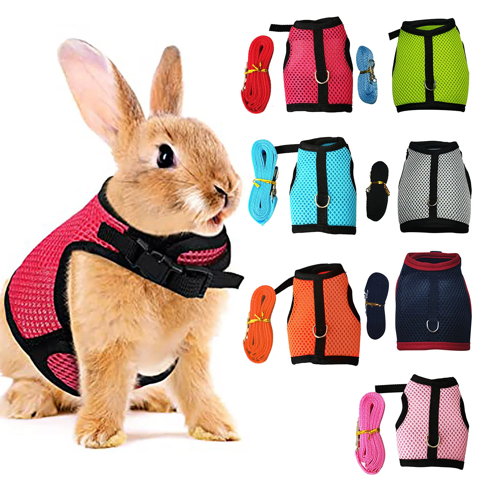 

Small Pet Rabbit Clothes Ferret Traction Rope Guinea Pig Chest Back Guinea Pig Vest Traction Rope Rabbit Rope Rabbit Chest Back