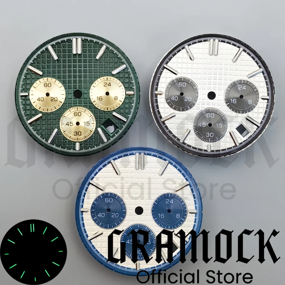Циферблат Gramock 31 5 мм зеленый светящийся асептический циферблат с кварцевым
