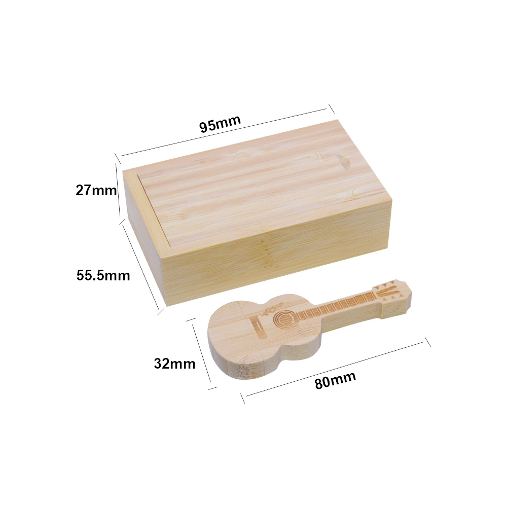 30pcs/lot Free Logo Music Pendrive 8GB Guitar shaped USB3.0 flash drive 16gb32gb Wooden Box Memory Stick Creative gift 64gb128gb