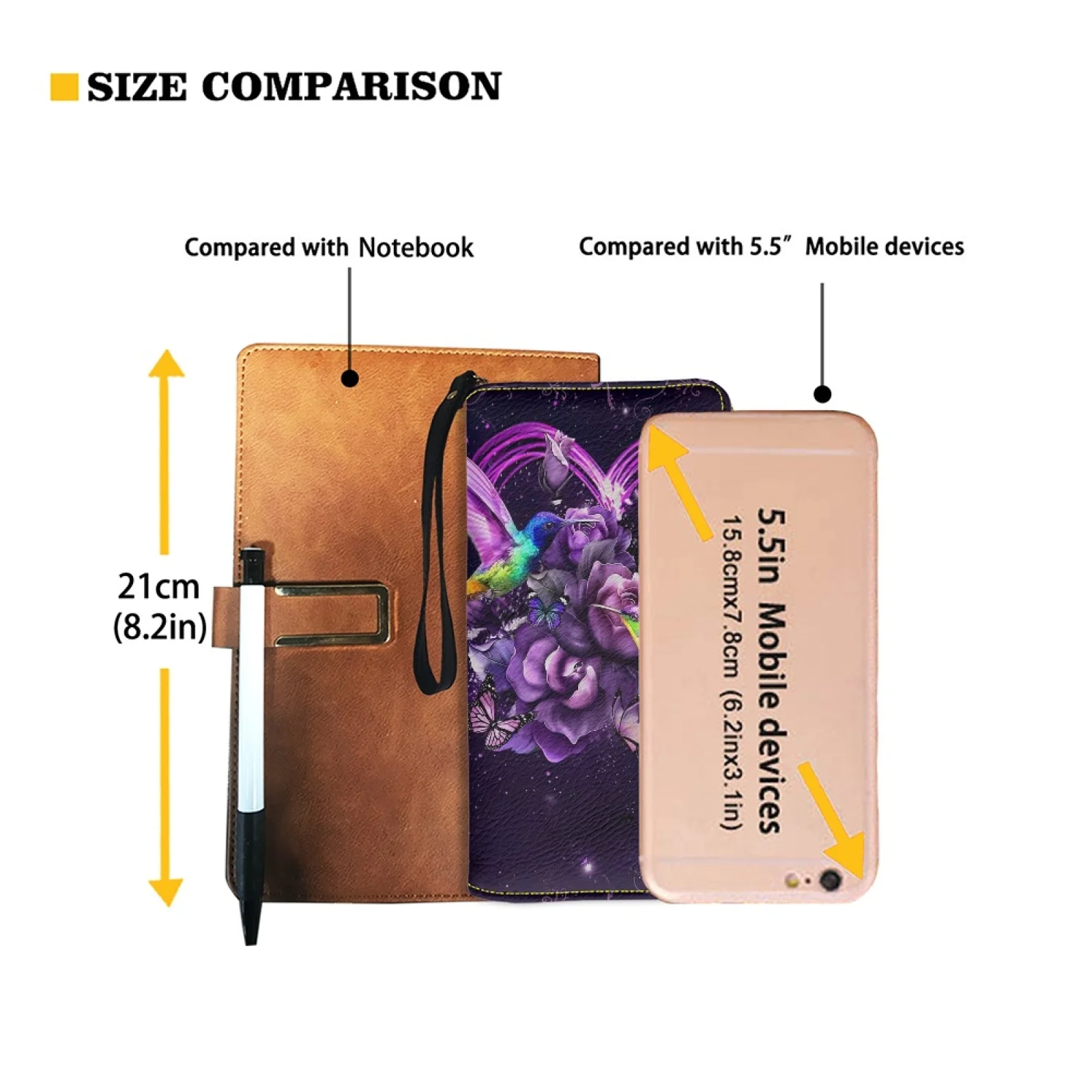 Belidome Hummingbird Floral Wallet for Women RFID Blocking PU Leather Zipper Around Wallets Clutch Wristlets Travel Long Purse