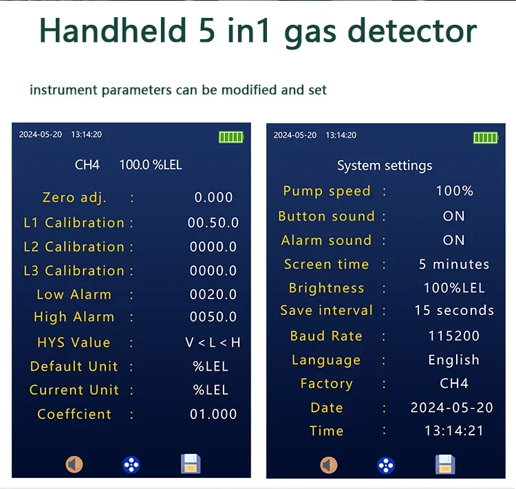 Промышленная сигнализация обнаружения мультигаза CH4 O2 CO H2S CO2 5 в 1 анализаторы