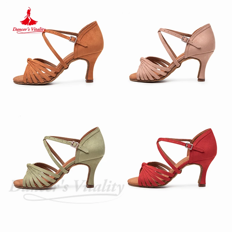 

Туфли для латиноамериканских танцев для женщин, атласные туфли на мягкой подошве, для взрослых, на среднем каблуке, национальный стандарт, тренировочная обувь для румбы и ча-ча