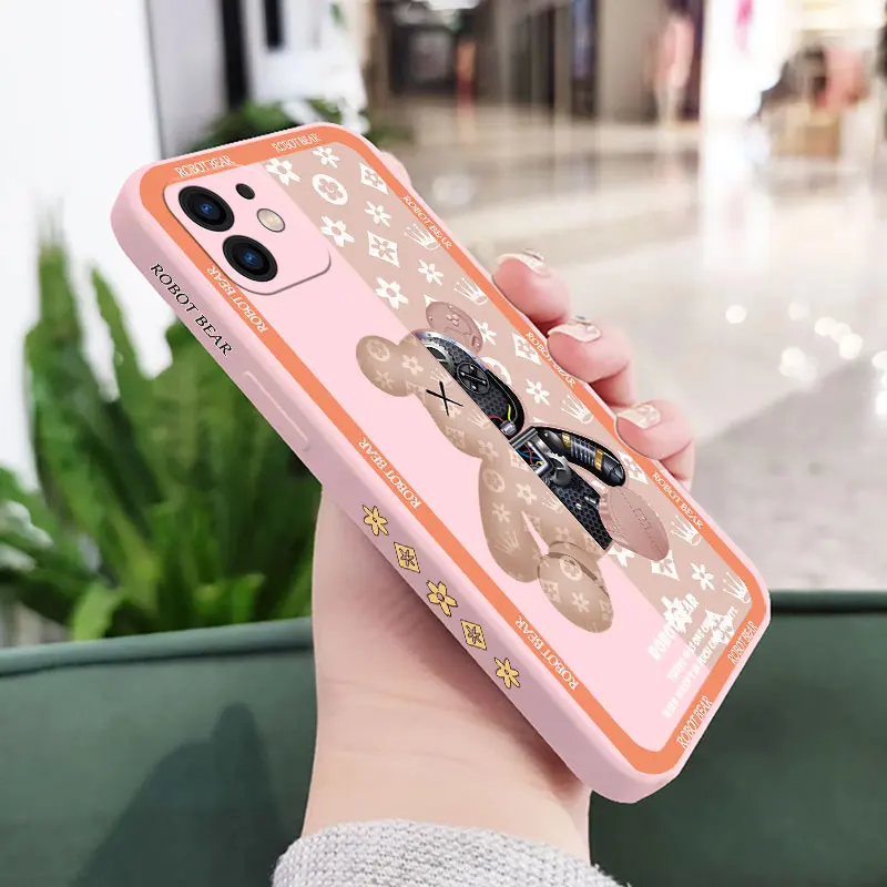 Cool Robot Bear Phone Case For iPhone 14 13 12 11 Pro Max Mini X XR XSMAX SE20 8 7 Plus 6 6SPlus Silicone Cover images - 6