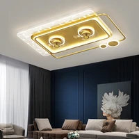 modern led ceiling fan with lights remote control living room bedroom quare round electric fan lamp home decor indoor lighting