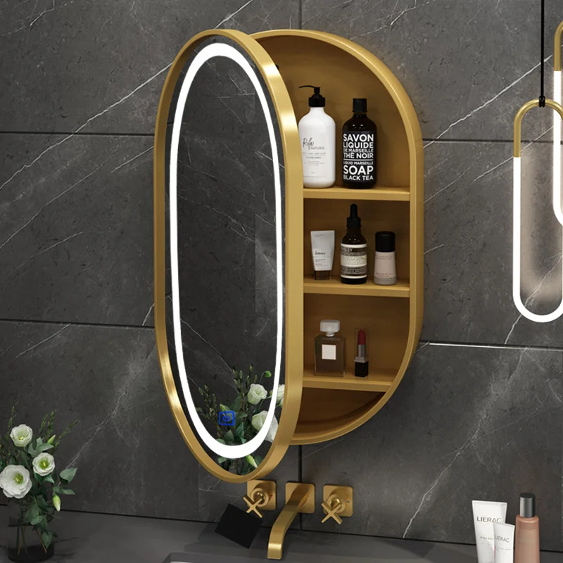 

Gold Stand Mirror Vintage Wall Ornament Bathroom Tempered Glass Mirror Dress Women Hanging Espejo Cuerpo Entero Bathroom Decor