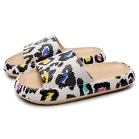 women summer slippers thick sole leopard fruit print indoor outdoor platform shoes female male fashion slides beach slipper