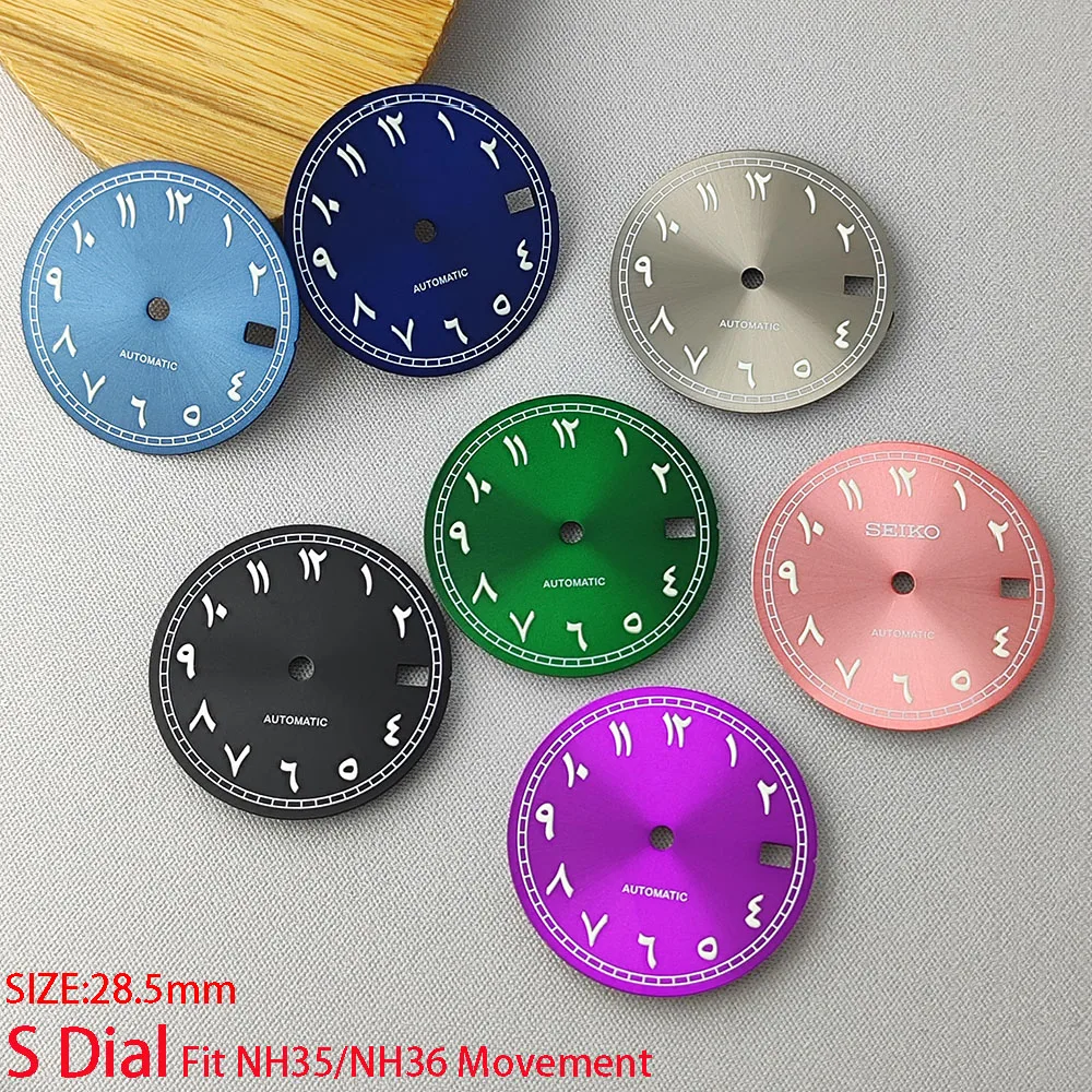

28.5mm NH35 dial Watch dial S dial Green Luminous dial Suitable for NH35 NH36 movement watch accessories Watch repair tool