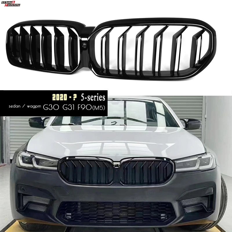 

Piano Black Front Bumper Radiator Kidney Grille For BMW M5 G30 G31 F90 5 Series LCI 525I 530I 540I 550I 2020-2022 Racing Grills