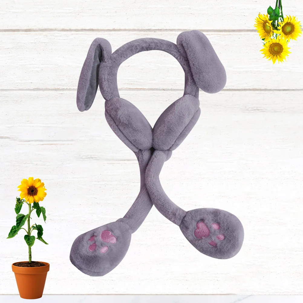 

Ear Earmuffs Rabbit Winter Easter Women Ears Bunny Plush Hat Furry Moving White Warmers Earflap Headbands Animal Earshield