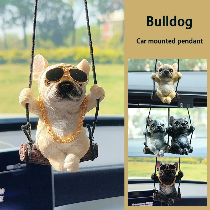 

Car Pendant Cute Bulldog Decoration Gadgets Resin Dog Car Interior Pendant Auto Rearview Mirror Pendant Car Accessories