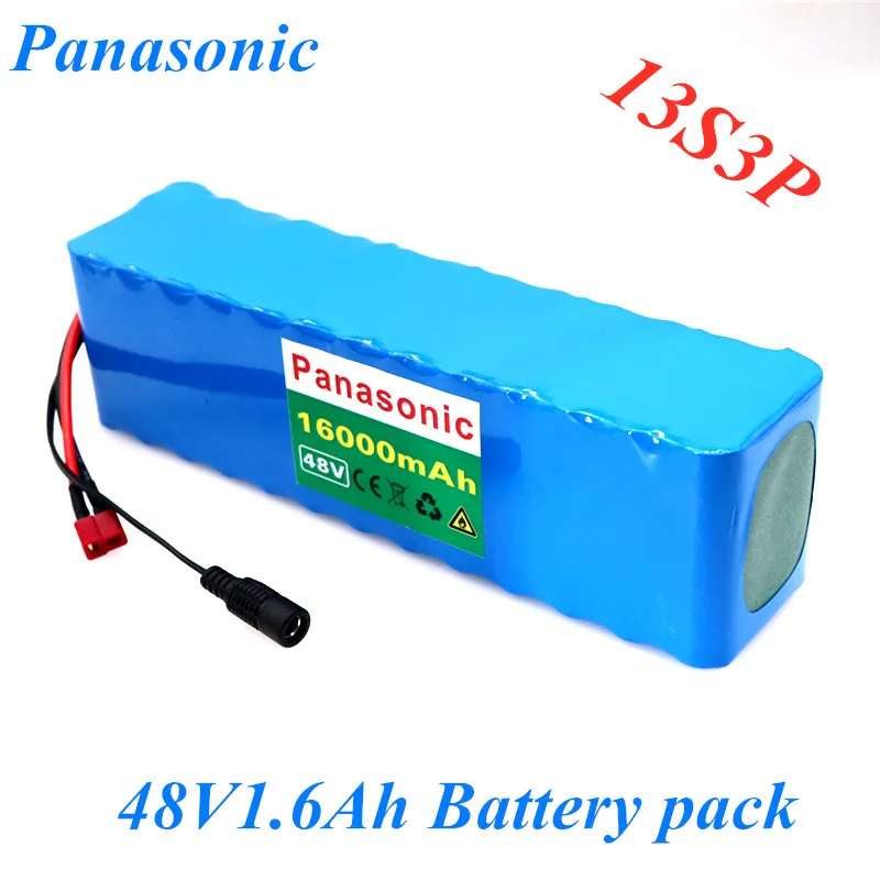 

Литий-ионный аккумулятор Panasonic большой емкости 48 в 48 в 16 Ач 1000 Вт 13S 3P для электрического велосипеда скутера 54,6 в с BMS