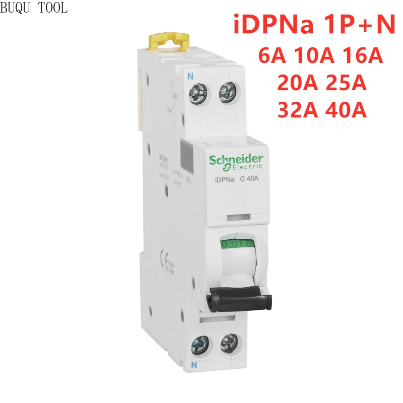 

Schneider Electric Acti 9 iDPN 1P+N Miniature Circuit Breaker C Curve 6A 10A 16A 20A 25A 32A 40A iDPNa MCB Air Switch