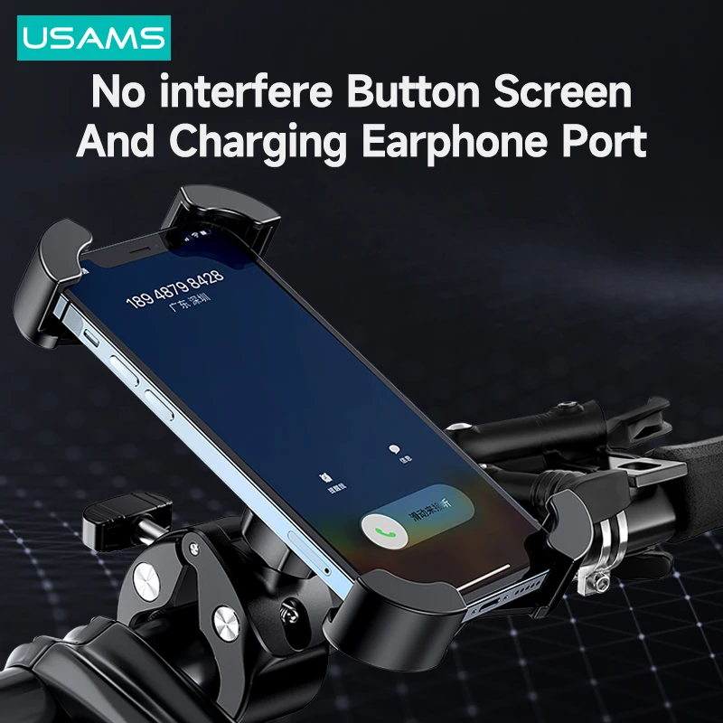 usams universal super clamp phone holder for bike motorcycle bicycle cycling shockproof phone clip for iphone 13 11 12 pro max free global shipping