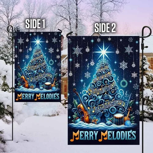 Фото Музыкальный рождественский флаг Merry Melodies, садовый флаг UUI GGX №2