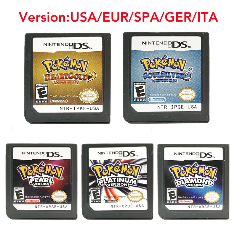 

DS Game Cartridge Video Game Console Card For NDS/3DS/2DS Pokemon Serie HeartGold SoulSilver Platinum Pearl Diamond Multilingual