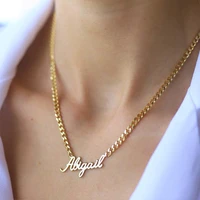 trendy custom name necklace personalized stainless steel letter pendant fashion figaro cuban chain for nameplate best gift