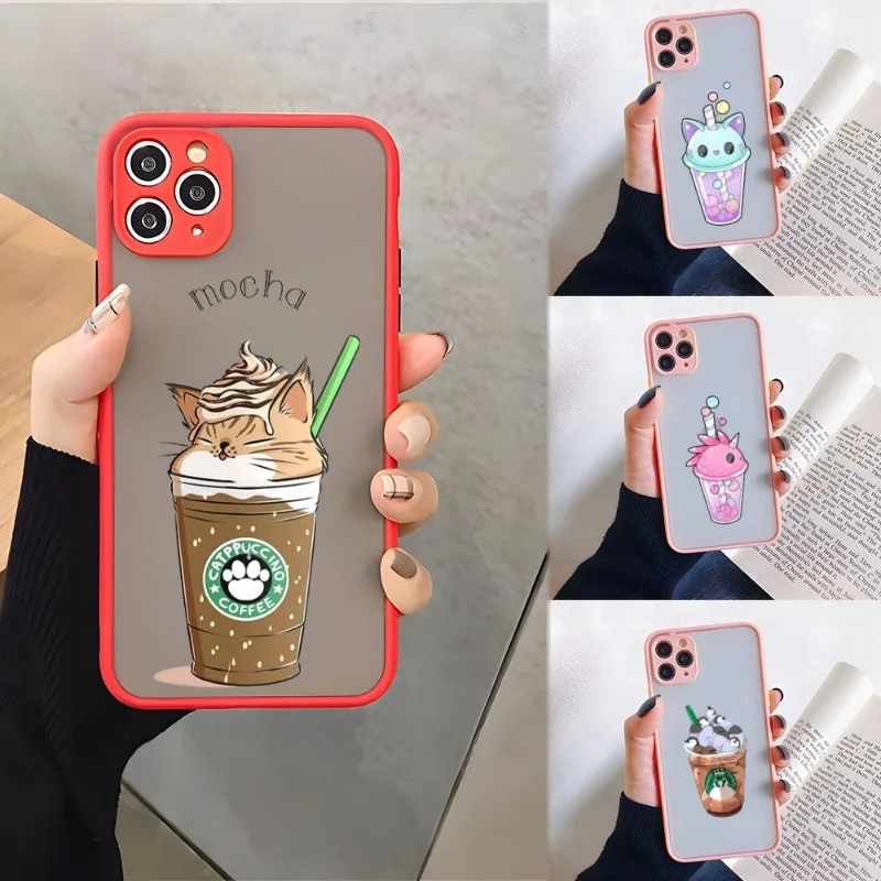 

Cute Milk Drink Bottle Animal Phone Case Matte Translucent For IPhone 12Pro 13 11 Pro Max Mini Xs X Xr 7 8 6 6s Plus Se Cover