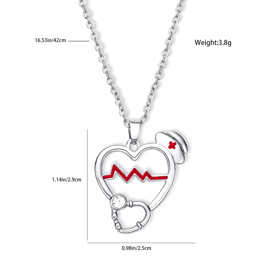 Hanreshe медицинское стетоскоп кулон в виде сердца ожерелье с кристаллами блестящее
