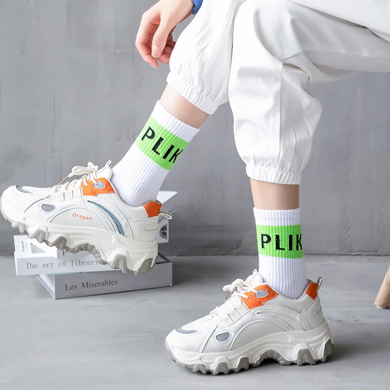 Men Sock Set 4 Pairs Cotton Socks Green Long Socks Funny Printed Socks Sports Socks Fashion Women Mid-tube Hosiery Free Shipping