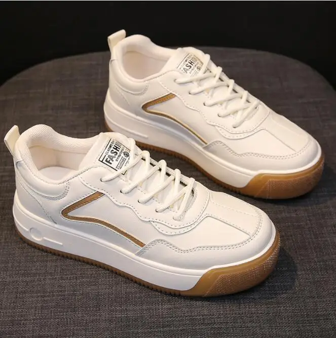 

Summer Women Sports Board Shoes Vulcanized Lace-Up Tenis Flats Casual Shoes White Walking Sneakers Skatebord Lace-up Light Soft