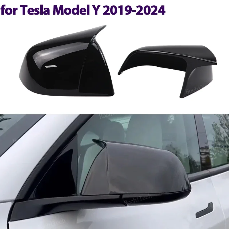 z widokiem tyłu samochodu osłona lusterka bocznego naklejka na obudowę Tesla ModelY Model Y 2019-2024 jasny czarny zewnętrzny