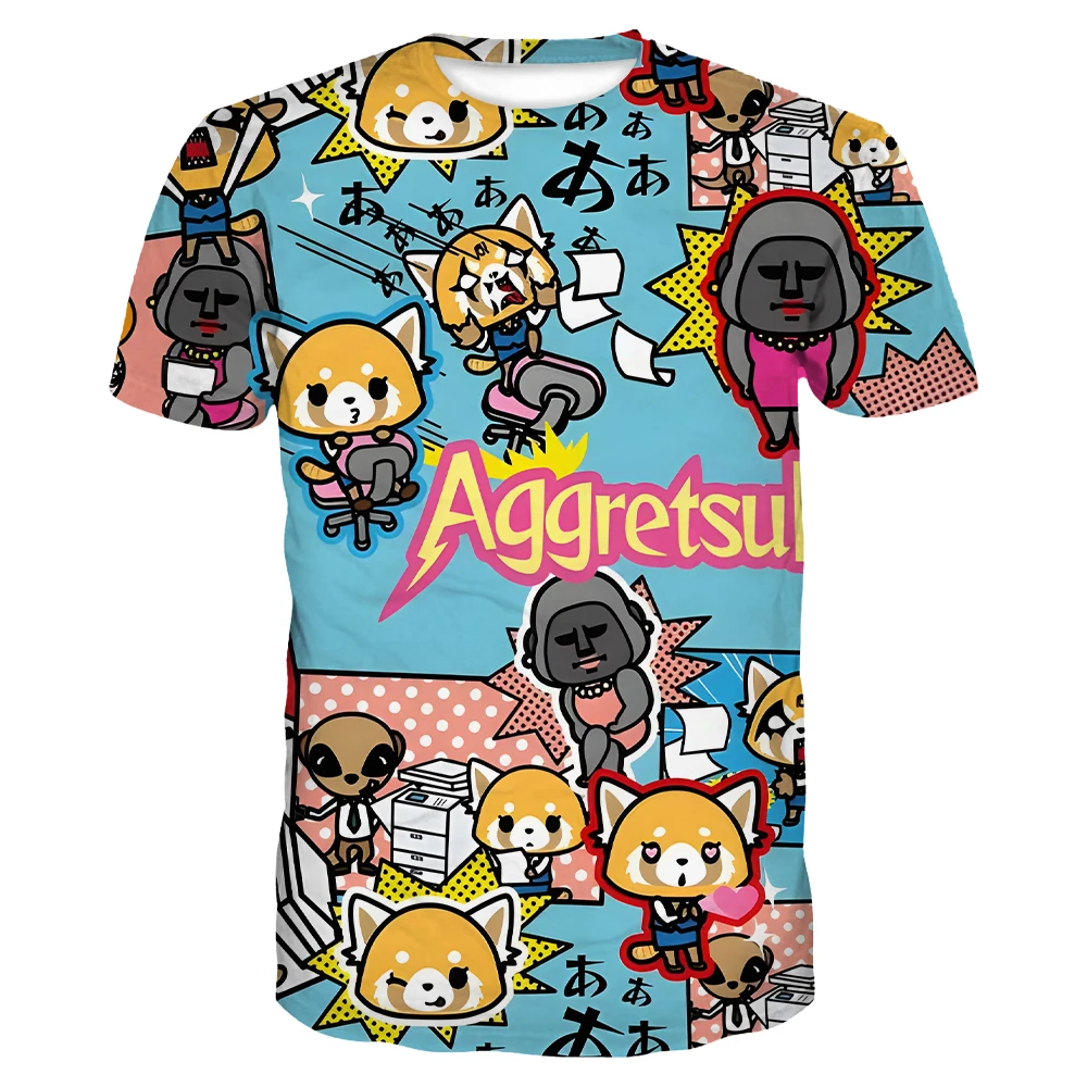 

Aggretsuko Retsuko Kawaii Graphic T-shirts for Boys/Girls Children Cartoon 3D Printing Tee-shirt Cute Causal Short Sleeve Tees