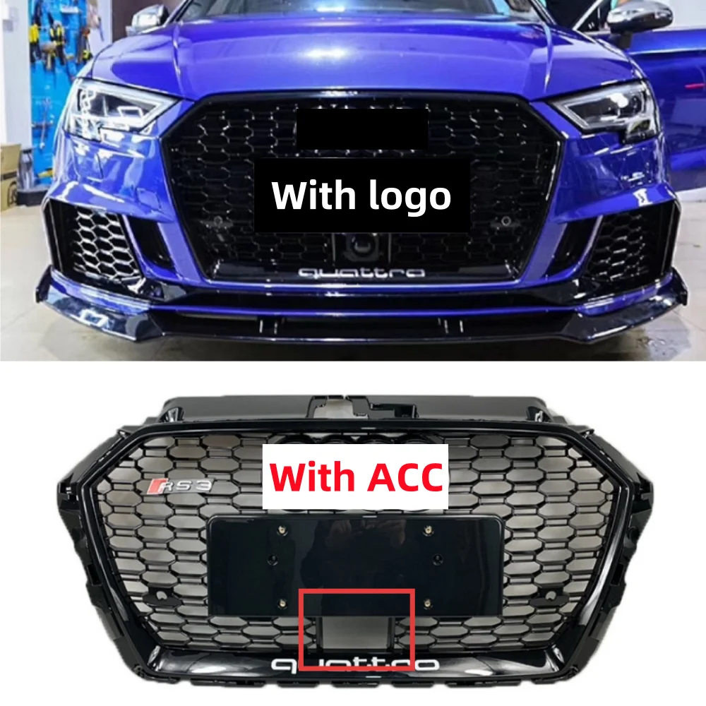 

Для Audi A3 8V RS3 2017-2020 автомобильный передний бампер, центральная вентиляционная решетка, ярко-черная версия
