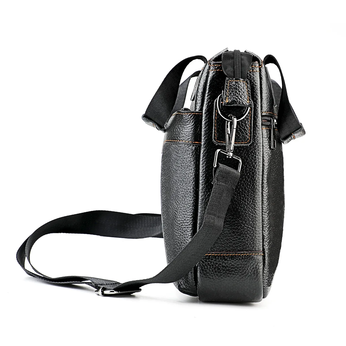 6087 Portable Men's Buisness shoulder bag  Genuine Leather Large capacity  Zipper  backpack for ipad