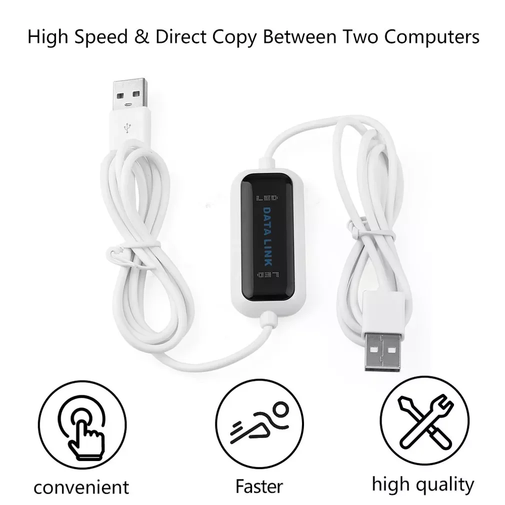 

NEW2023 HotHigh Speed USB To Online Share Sync Link Net Direct Data File Transfer Bridge LED Cable Easy Copy Between 2 Compute