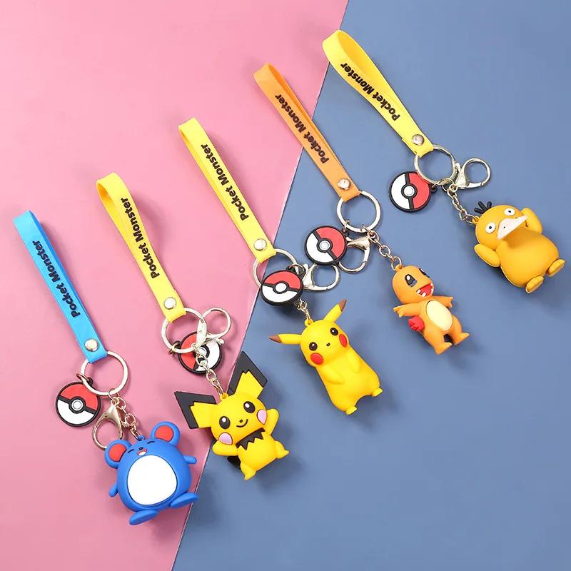 

Pokemon Action Figure Pikachu Keychain Pokemon Keyring Kawaii Anime Cartoon Decorations Model Toys Doll Children Birthday Gifts