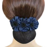 i remiel tulle floral lace satin hair cover stylish ribbon bowknot bow crochet bun net snood hair accesories hair pin women lady