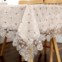 modern simple plaid tablecloth pastoral cotton linen dining table tablecloth lace dustproof cover towel tea cloth table runner