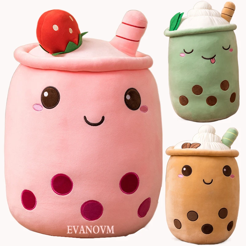 

23cm-50cm Cute Boba Milk Tea Plushie Toy Soft Stuffed Apple Pink Strawberry Taste Milk Tea Hug Pillow Balls Bubo Tea Cup Cushion
