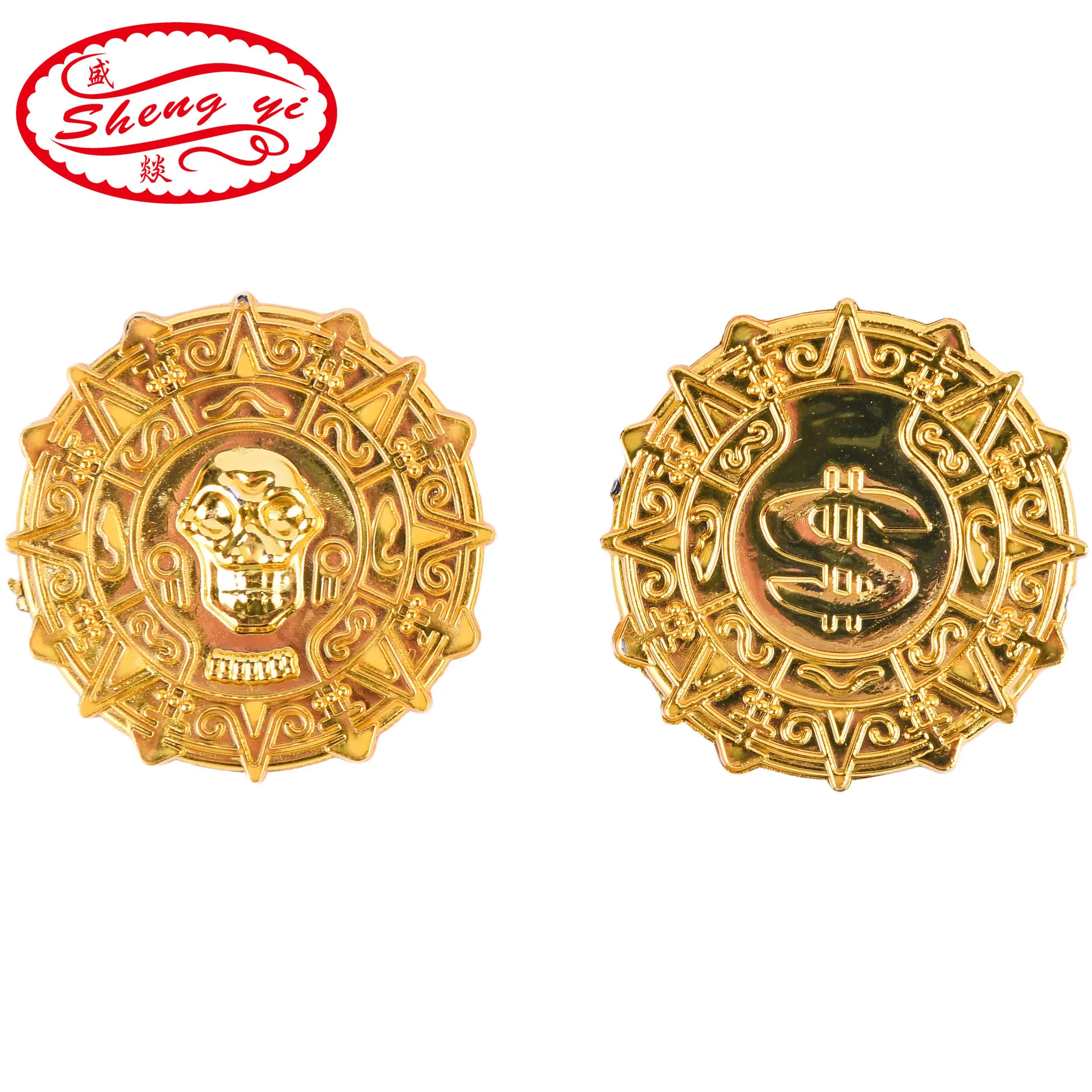 

SHENGYI 50pcs Plastic Pirate Gold Coins Halloween Christmas Decorations for Kindergarten Kids Party Favor Game Treasure Supplies