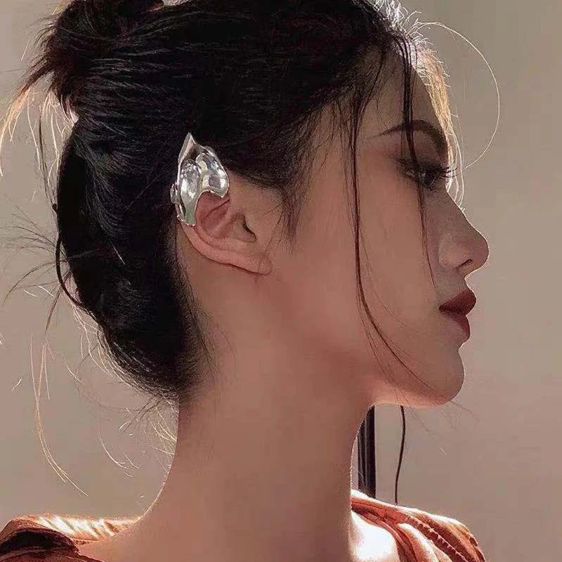 

Punk Irregular Fairy Ear Cuff For Women Gothic Gold Silver Color Metal Clip On Earrings Vintage Geometric Fake Piercing Earrings