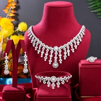 soramoore 4pcs shiny luxury necklace bangle earrings ring jewelry set brides wedding jewellery full cz new charm high quality