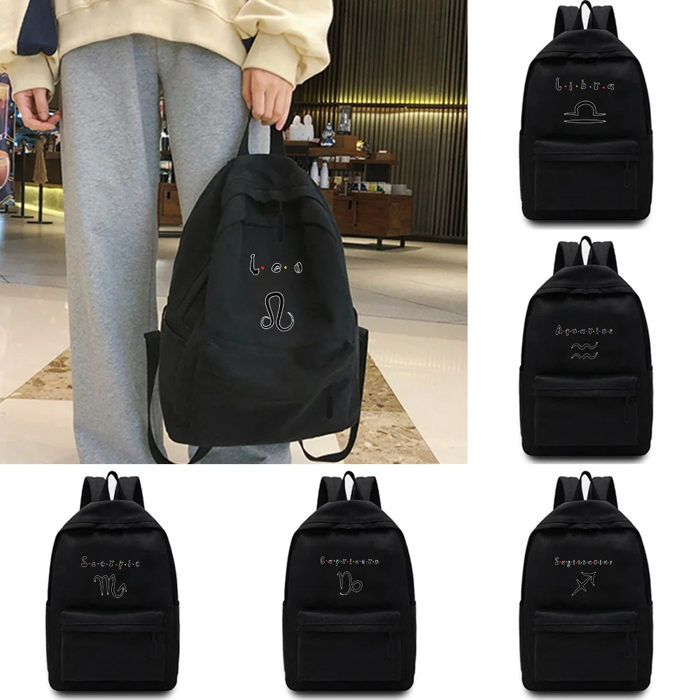 

Women's Backpack Multifunction Double Zipper Teenager Laptop Backpack Student Shoulder Bag Korean Style Constellation Schoolbag