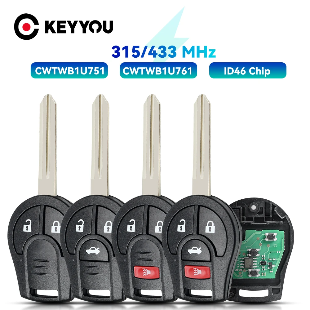 KEYYOU 315Mhz CWTWB1U751 Fernbedienung schlüssel Für Nissan Rogue Versa 2008 2009 2010 2012 2013 2014 2015 2016 Mit ID46 Chip – Detail 2