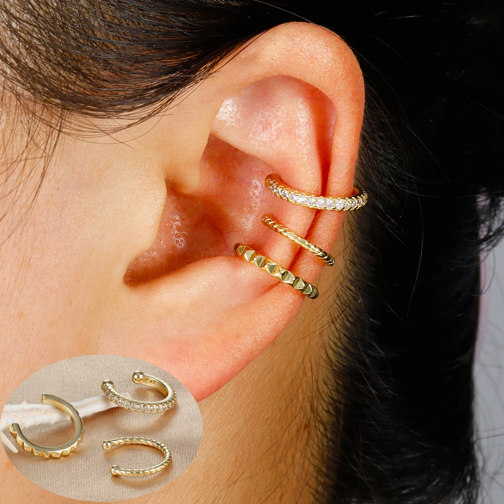 1 шт. винтажные простые металлические каффы для ушей с кристаллами женщин