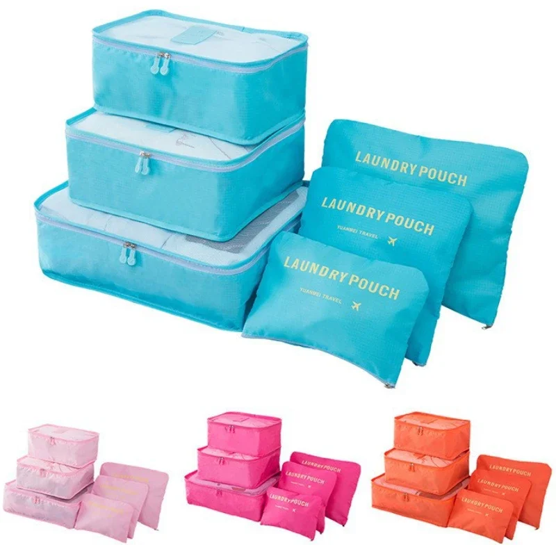 

6PCS Travel Storage Bag Set for Clothes Tidy Organizer Wardrobe Suitcase Pouch Travel Organizer Bag Case Shoes Packing Cube Bag
