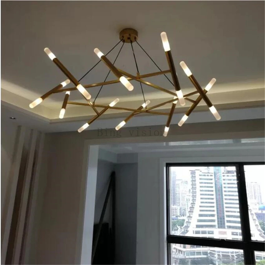 

Modern Gold Black Glass Chandelier Lighting G9 Included Dimmable LED Art Hanging Lamp for Living Room Bedroom Hotel Lustre