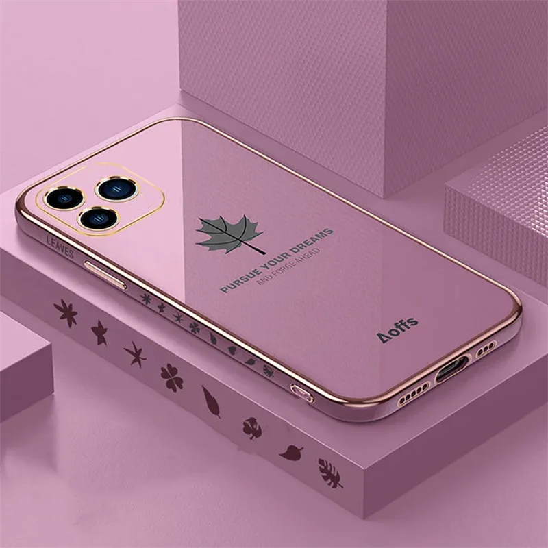 

Electroplated Maple Leaf Case For Infinix Hot 30 30i 30 Play Soft Silicone Phone Case For Infinix Hot30 30Play Back Cover Funda