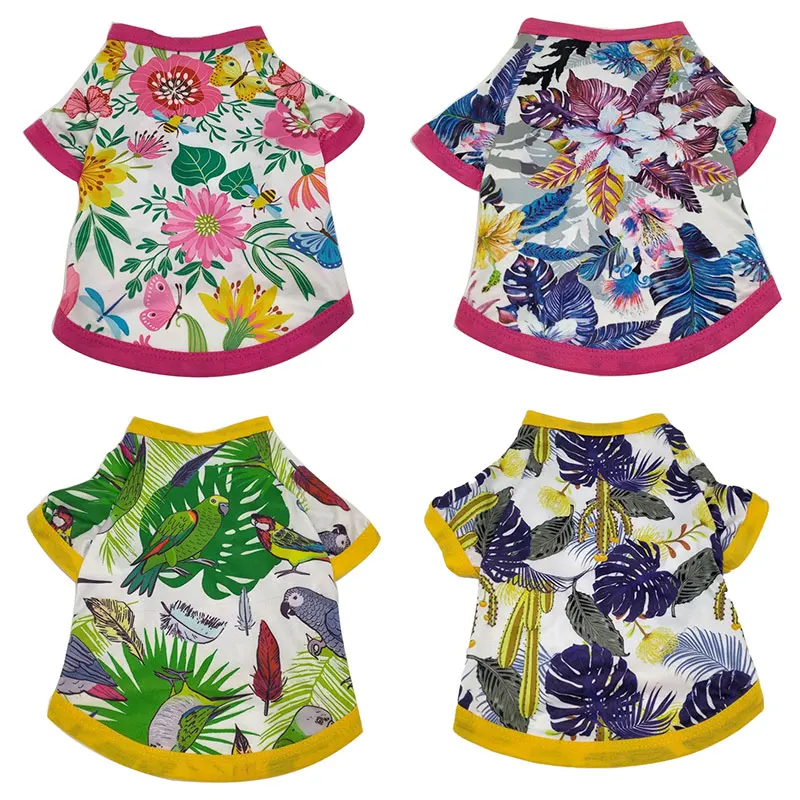 

Summer Pet Clothing Cartoon Pet T-shirt Dog Short Sleeves Hawaii Pet Dog Vest Animal Printing Dog Shirt Funny Dog Clothing