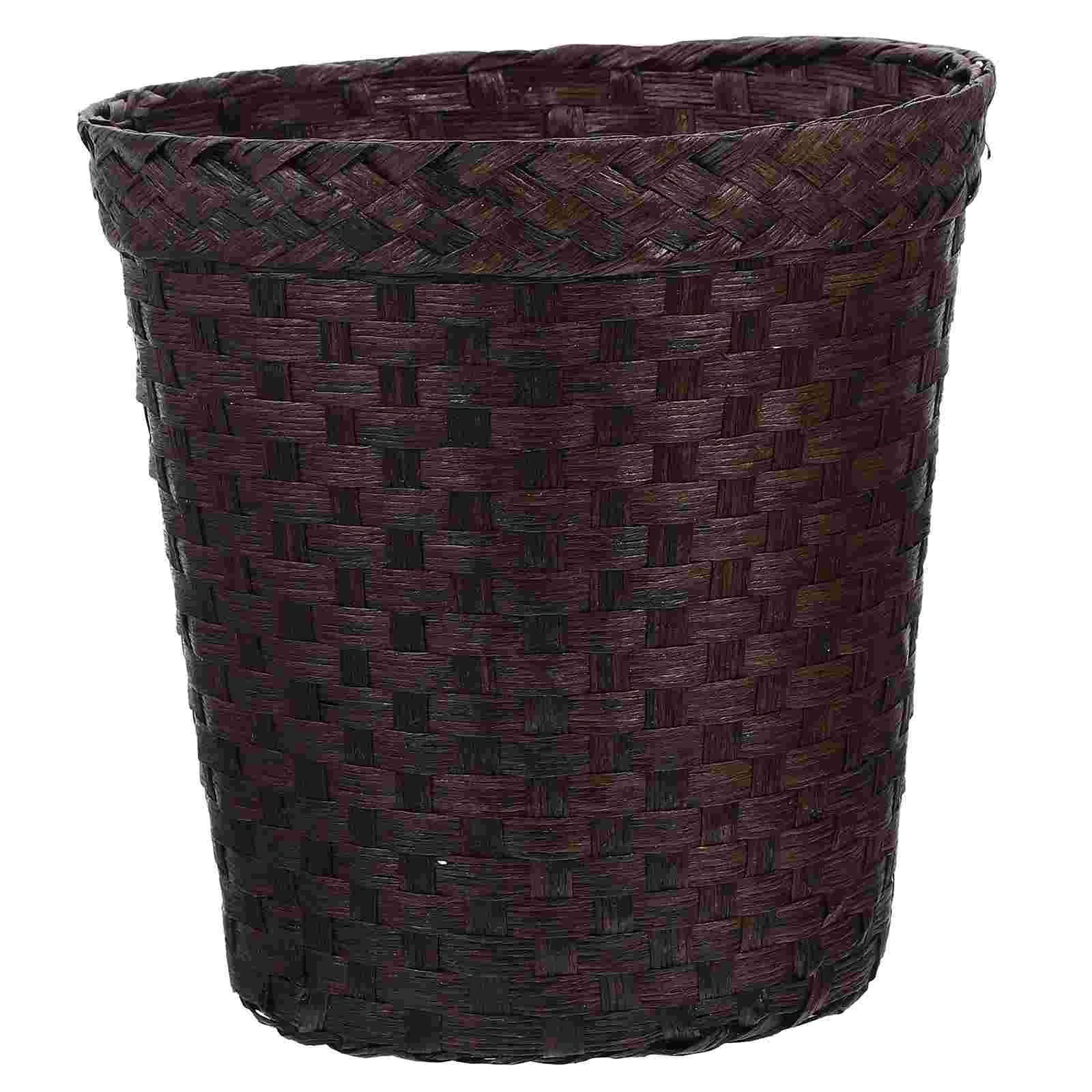 

Basket Can Trash Woven Waste Wicker Baskets Garbage Rattan Storage Bathroombin Bedroom Wastebasket Laundrypaper Container Round