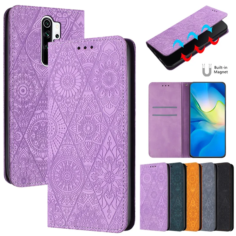 

For Xiomi Redmi 9 9A 9T Case Mandala Totem Pattern Leather Flip Magnet Case for Etui Xiaomi Redmi 9 9T 9A 9C NFC 9AT Phone Cover